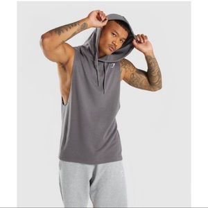 Grey Sleeveless Cutoff Drop Arm Gymshark Hoodie